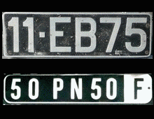 De 1950, 2 ou 3 chiffres indiquent le département en suffixe, précédés de 1 à 3 lettres