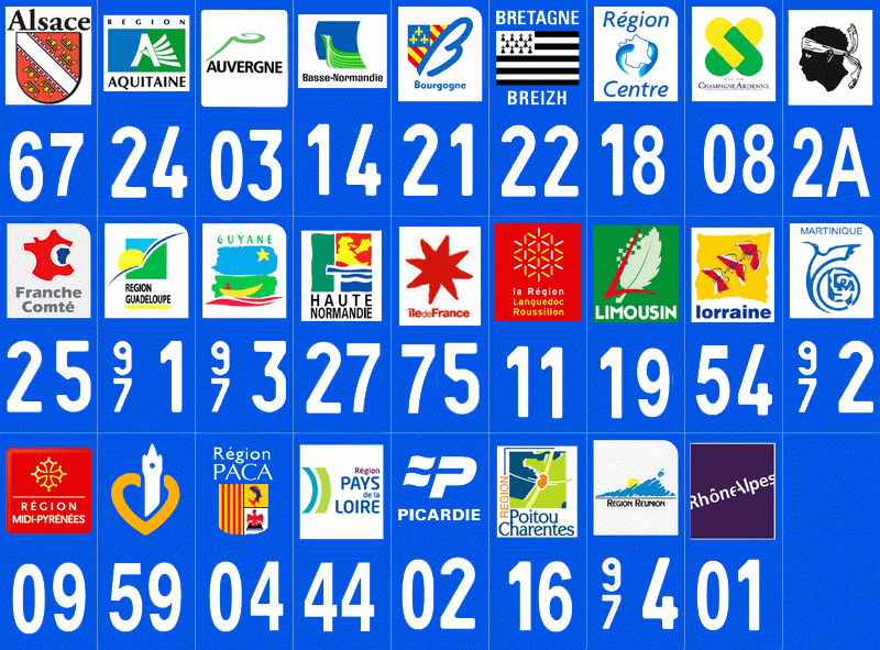 Plaques d'immatriculation françaises à partir de 2004/2009