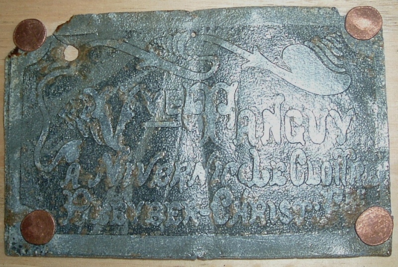 1850 leather plate with owner name and address